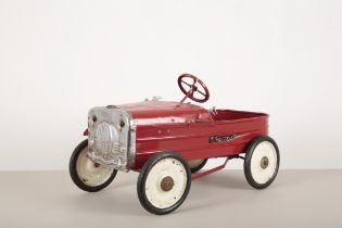 A VINTAGE TRIANG COMET RED METAL PEDAL CAR