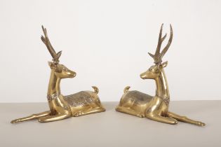 A PAIR OF THAI BRASS STAGS POSSIBLY AFTER SARREID LTD., SPAIN