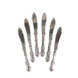 A SET OF SIX VICTORIAN SILVER ALBERT PATTERN FISH KNIVES