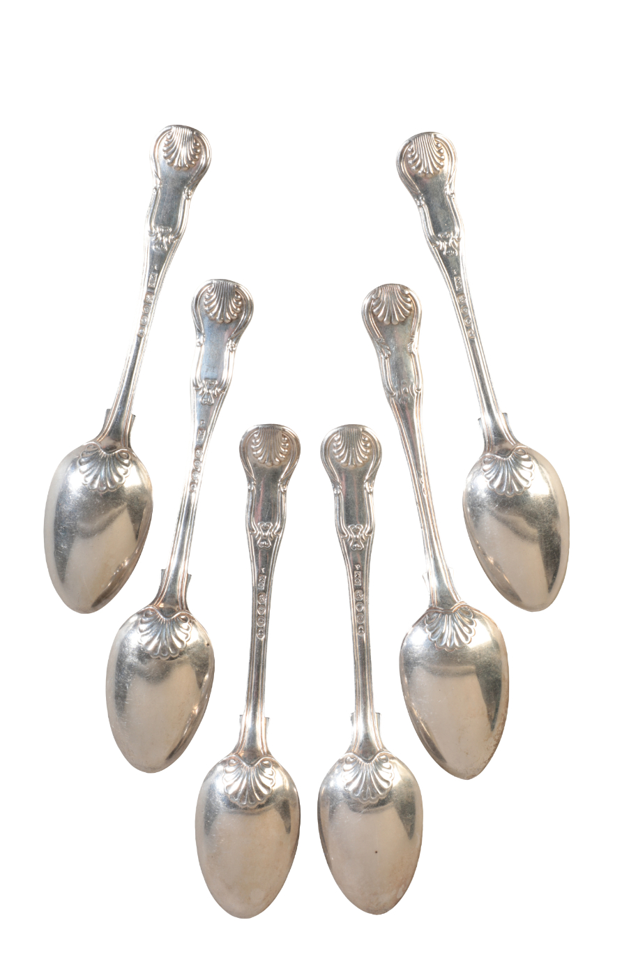 A SET OF SIX GEORGE IV SILVER HOURGLASS PATTERN DESSERT SPOONS - Image 2 of 2