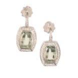 BOODLES: A PAIR OF AQUAMARINE AND DIAMOND DROP EARRINGS