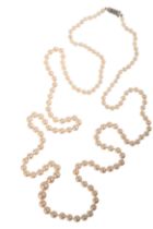 AN OPERA LENGTH CULTURED PEARL NECKLACE