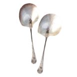 A PAIR OF VICTORIAN SILVER PLATED CAVIAR SPOONS