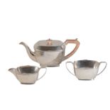 A GEORGE V SILVER THREE PIECE TEA SERVICE