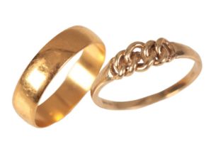 A KNOT RING AND ANTIQUE WEDDING RING