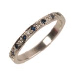 A SAPPHIRE AND DIAMOND HALF ETERNITY RING