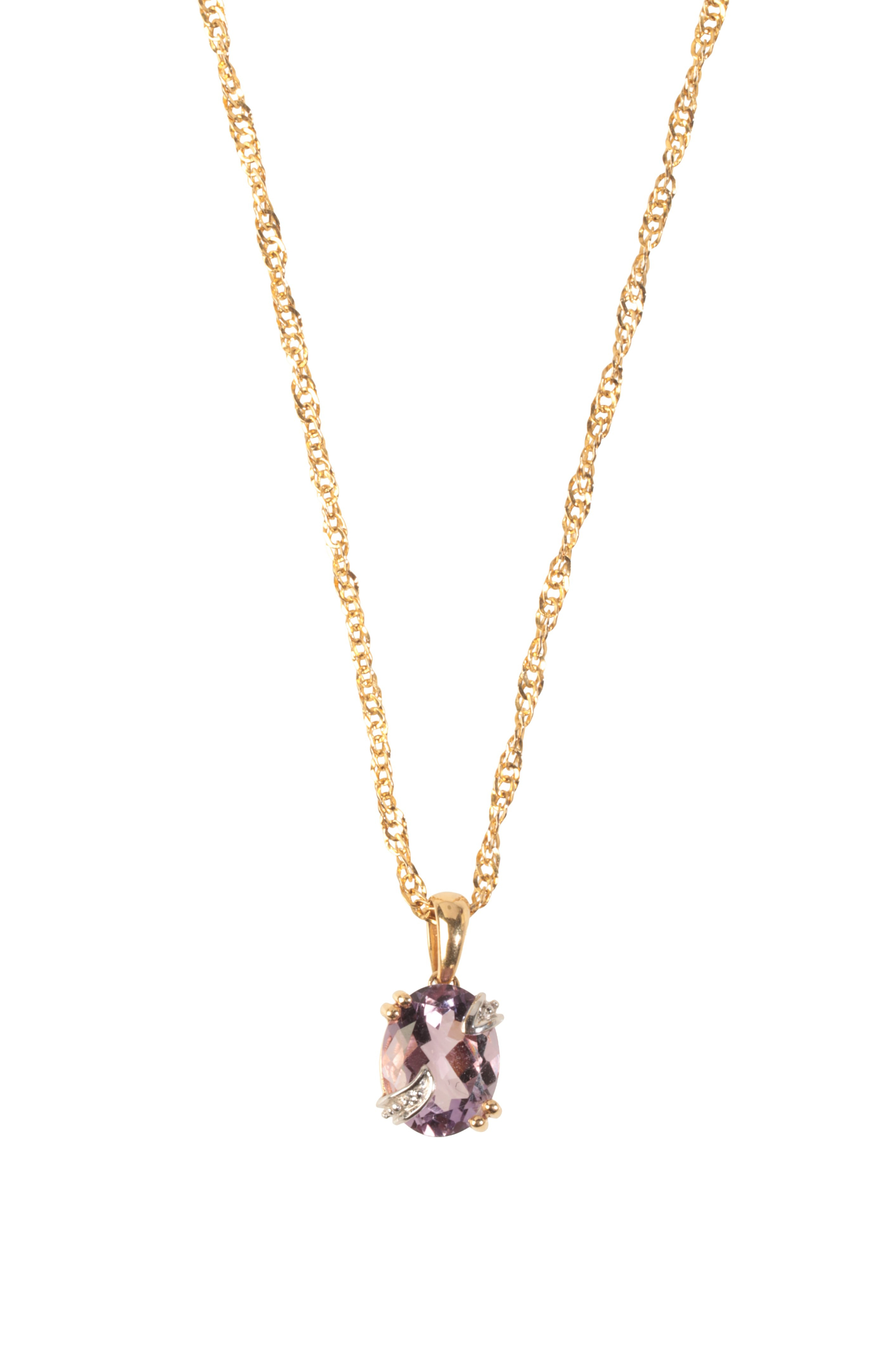 AN AMETHYST AND DIAMOND PENDANT NECKLACE - Image 2 of 2