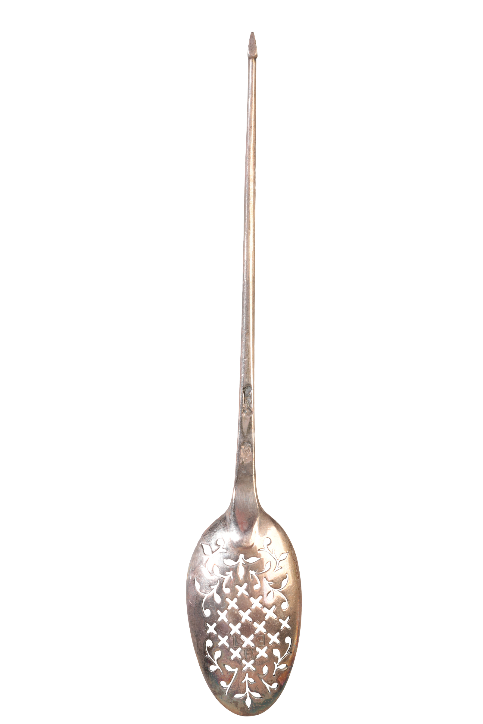 A GEORGE III SILVER MOTE SPOON - Image 2 of 3