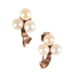 A PAIR OF ANTIQUE PEARL CLOVER EARRINGS