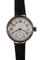 A GENTLEMAN'S SILVER CASE TRENCH WATCH