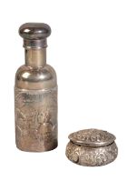 AN EDWARD VII SILVER COVERED SCENT BOTTLE