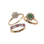 A GROUP LOT OF DIAMOND AND GEM-SET RINGS