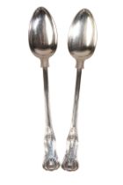 A PAIR OF GEORGE IV SILVER KINGS PATTERN BASTING SPOONS