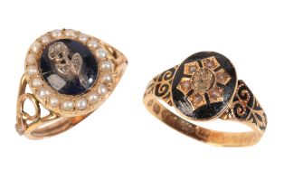 TWO ANTIQUE MOURNING RINGS