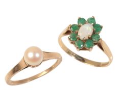 TWO VINTAGE GEM-SET RINGS