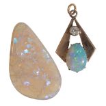 A VINTAGE OPAL AND DIAMOND PENDANT