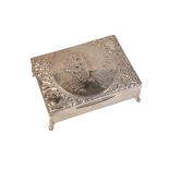 AN EDWARD VII SILVER JEWELLERY BOX OF ART NOUVEAU STYLE