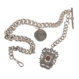 A SILVER CHAIN-LINK POCKET WATCH CHAIN