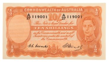 A COMMONWEALTH OF AUSTRALIA TEN SHILLINGS BANK NOTE