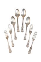 FOUR VICTORIAN SILVER KINGS PATTERN DESSERT FORKS