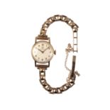 OMEGA: A LADY'S 9CT YELLOW GOLD WRISTWATCH