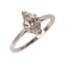A MARQUISE CUT DIAMOND SOLITAIRE RING