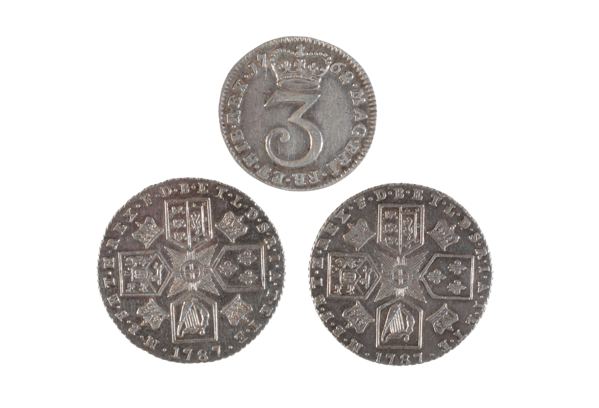 TWO 1787 GEORGE III SILVER SHILLINGS - Image 2 of 2