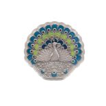 REPUBLIC OF NAURU 2022 SILVER, ENAMEL AND CRYSTAL PEACOCK COIN