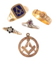 A COLLECTION OF GEM-SET AND GOLD RINGS