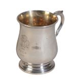 A GEORGE V SILVER CHRISTENING TANKARD