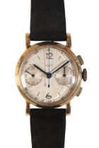 JAEGER-LECOULTRE: A LADY'S CHRONOGRAPH 18CT GOLD WRISTWATCH