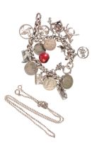 A CHARM BRACELET AND CHAIN