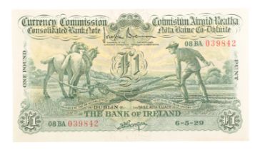 A PLOUGHMAN SERIES £1 BANK OF IRELAND NOTE