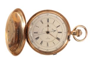 A CENTRE SECONDS CHRONOGRAPH FULL HUNTER POCKET WATCH