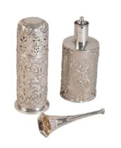 A LATE VICTORIAN SILVER SCENT BOTTLE