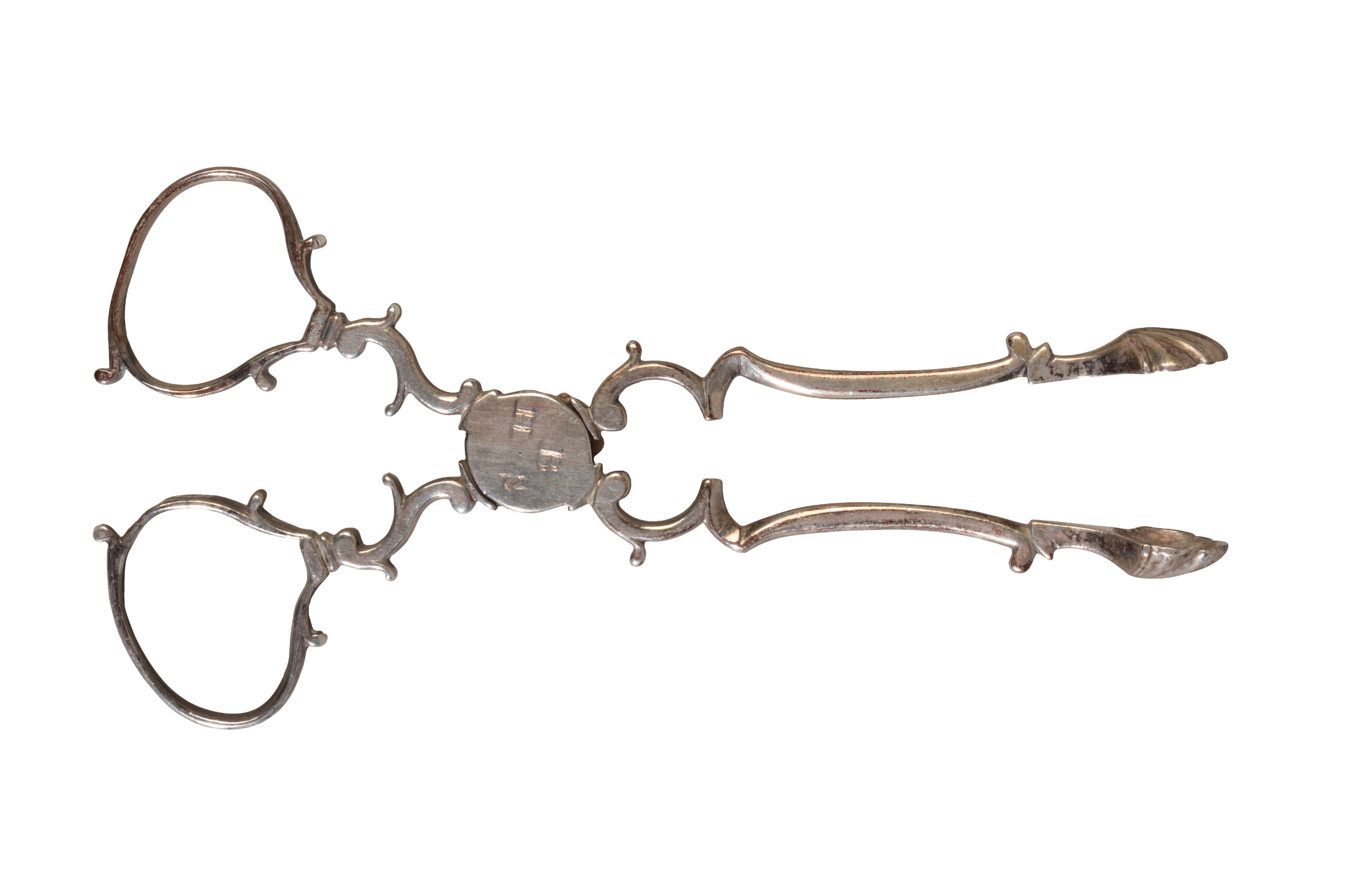 A PAIR OF GEORGE II SILVER TEA TONGS