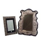 A LARGE VICTORIAN SILVER MOUNTED DRESSING TABLE MIRROR