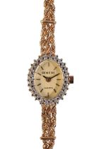 GENEVE: A LADY'S 14CT GOLD & DIAMOND-SET COCKTAIL WATCH