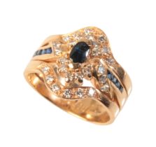 A SAPPHIRE AND DIAMOND DRESS RING