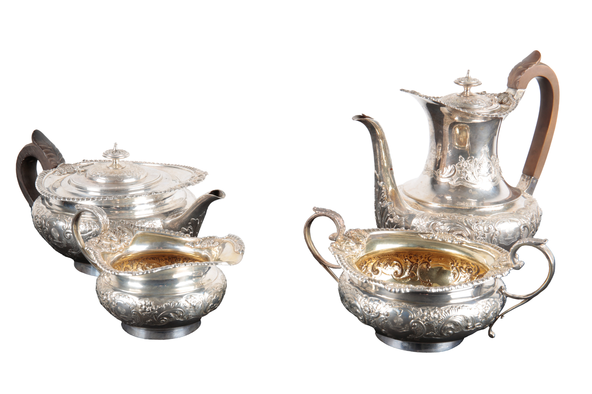 A LATE VICTORIAN SILVER FOUR PIECE TEA SERVICE