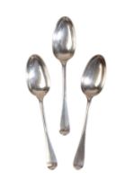 THREE GEORGE III SCOTTISH SILVER OLD ENGLISH PATTERN TABLE SPOONS