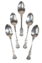 FOUR GEORGE IV AND LATER SILVER KINGS PATTERN TABLE SPOONS