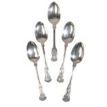 FOUR GEORGE IV AND LATER SILVER KINGS PATTERN TABLE SPOONS