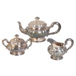 A GERMAN SILVER THREE PIECE TEA SERVICE