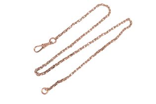 A 9CT GOLD CHAIN-LINK POCKET WATCH CHAIN