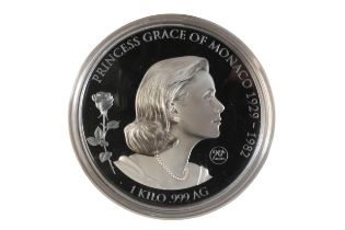 PRINCESS GRACE OF MONACO 1929-1982 "90TH ANNIVERSARY" 2019 1KG $25 SILVER COIN