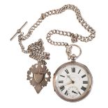 A GENTLEMAN'S SILVER OPEN-FACE POCKET WATCH