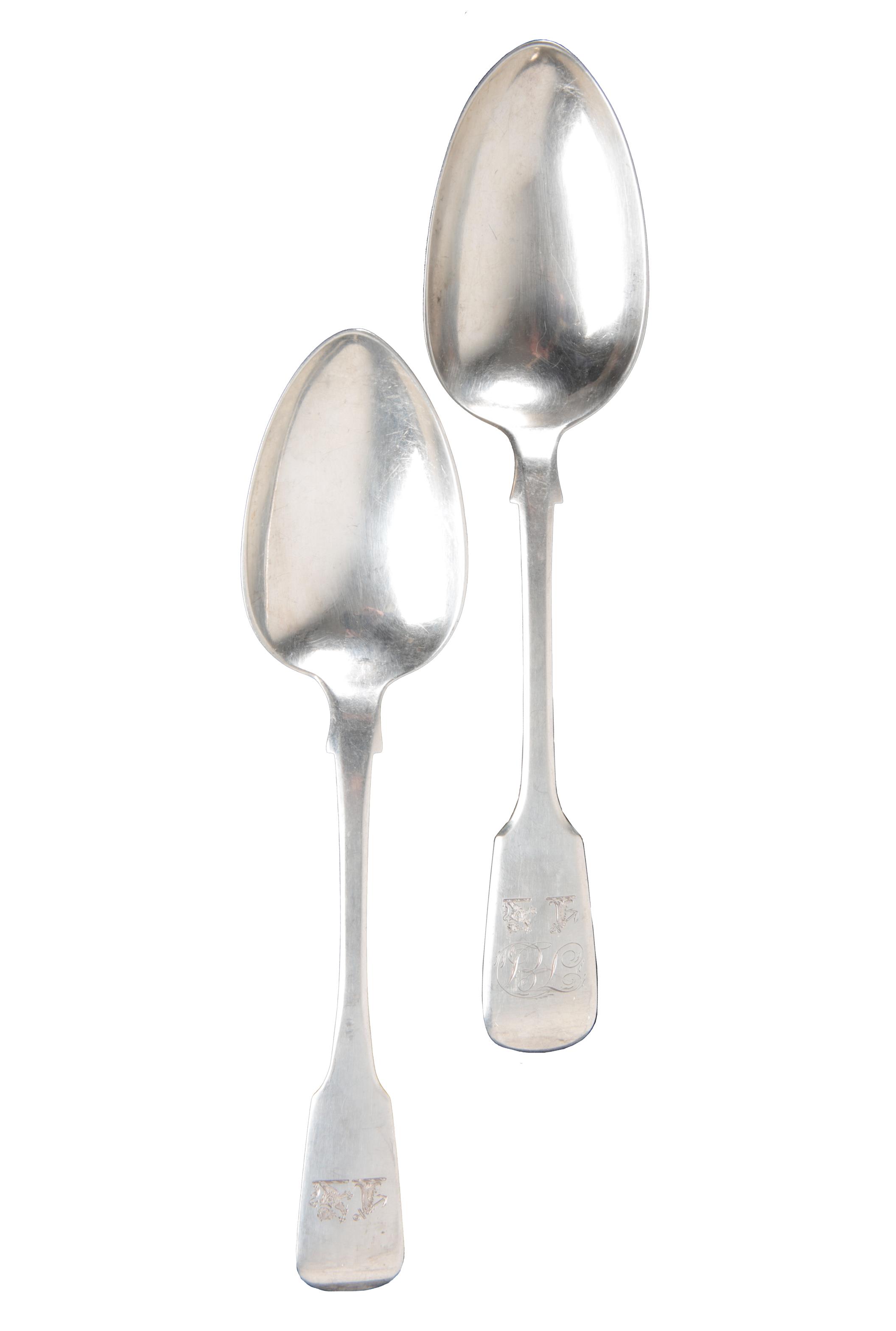 A GEORGE IV SILVER FIDDLE PATTERN TABLE SPOON