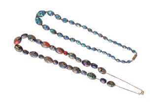 TWO COLOURED BEAD NECKLACES