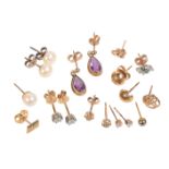 A COLLECTION OF GEM-SET EARRINGS